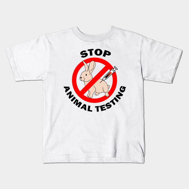 Stop Animal Testing Animal Activism Rabbit Animal Welfare Kids T-Shirt by Mochabonk